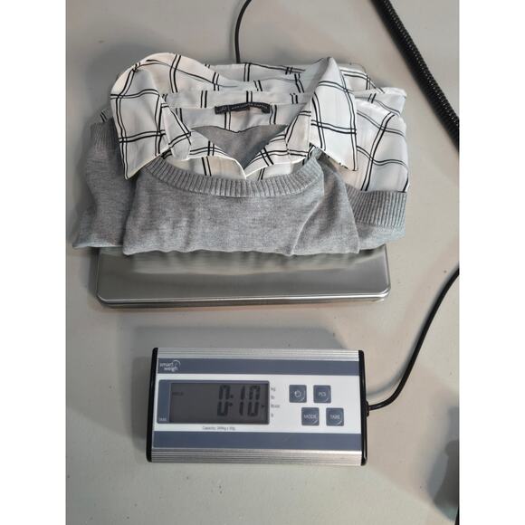 Adrianna Papell Peter Pan Collar Stylish Twofer Sweater Blouse 90s Academia | M - Picture 8 of 8